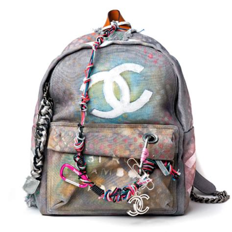 chanel green backpack|authentic chanel graffiti backpack.